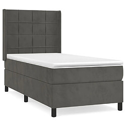 Maison Chic Lit Adulte - Lit simple Lit à sommier tapissier et matelas moelleux - Meuble de Chambre - Gris foncé 90x190 cm Velours -MN46188