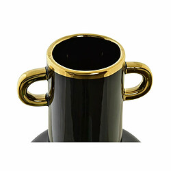 Vase DKD Home Decor Porcelaine Noir Doré Bicolore Moderne (15 x 15 x 29 cm)