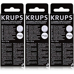 Lot de 3 boîtes de pastilles détergentes krups - chaque boîte contient 10 pastilles de 1,5 g.