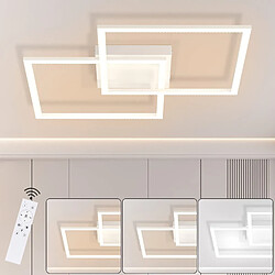 ZMH LED Ceiling Light 2 Modern Square Crystal Design Dimmable with Remote Control 52W