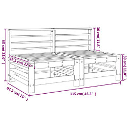 vidaXL Canapés centraux de jardin 2 pcs blanc bois de pin massif pas cher