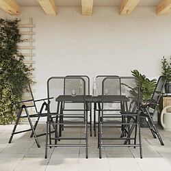 Ensemble à manger de jardin 7 pcs,Table et chaise à dîner anthracite métal maille -MN22291