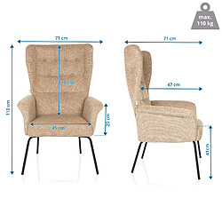 Acheter Fauteuil de relaxation / Fauteuil à oreilles HAVENIO tissu abricot hjh LIVING