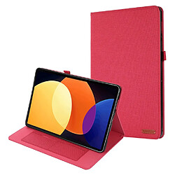 Etui en PU avec support et porte-cartes pour votre Xiaomi Pad 5 Pro 12.4 (2022) - rouge