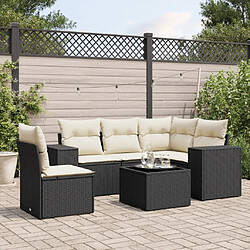 Maison Chic Salon de jardin 6 pcs avec coussins | Ensemble de Table et chaises | Mobilier d'Extérieur noir résine tressée -GKD59621