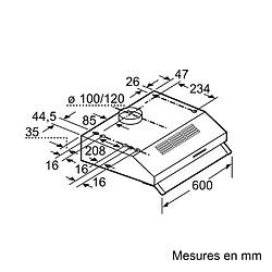 Hotte classique 60cm 350m3/h blanc - dul63cc20 - BOSCH pas cher