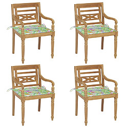 vidaXL Chaises Batavia avec coussins lot de 4 Bois de teck solide