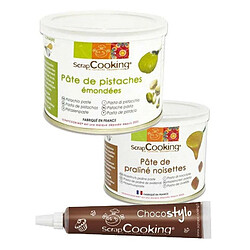 Scrapcooking Pâte de pistache 200 g + pâte de noisette 200 g + 1 Stylo chocolat