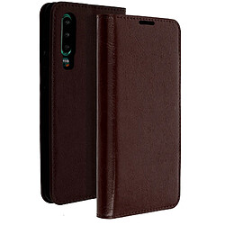 Avizar Étui Huawei P30 Housse Folio Cuir Support Vidéo marron