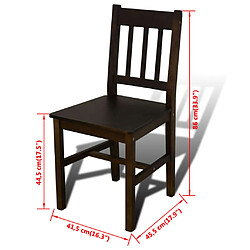 vidaXL Table de salle à manger avec 4 chaises Marron pas cher