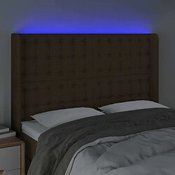 Acheter Maison Chic Tête de lit scandinave à LED,meuble de chambre Marron foncé 147x16x118/128 cm Tissu -MN68083