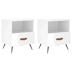 Maison Chic Lot de 2 Tables de chevet,Table de nuit,Table d'appoint pour salon blanc brillant 40x35x47,5 cm -MN88532