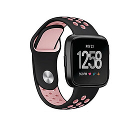 YP Select Bande de sport en silicone avec trous de ventilation Sangles de rechange pour Fitbit Versa Smartwatch-Noir Rose