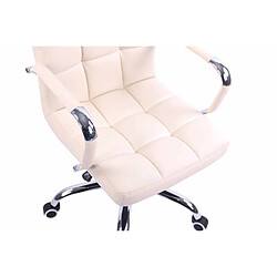 Acheter Decoshop26 Fauteuil de bureau sur roulettes hauteur réglable pivotant accoudoirs en PVC crème 10_0002460