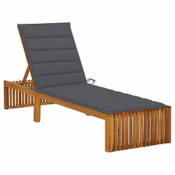 Maison Chic Chaise longue avec coussin | Bain de soleil Relax | Transat Bois d'acacia solide -GKD30947