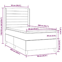 Acheter vidaXL Sommier à lattes de lit matelas LED Marron foncé 90x200cm Tissu