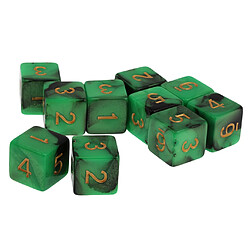 Avis Paquet De 10pcs Double Couleur Six Dés D6 Verso Pour D & D Trpg Jeu Vert Et Noir