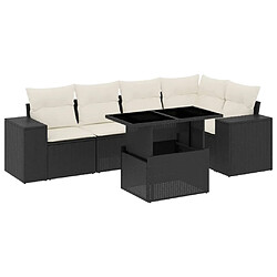 vidaXL Salon de jardin 6 pcs avec coussins noir résine tressée