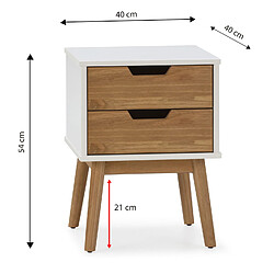 Acheter Vs Venta-Stock Table de chevet Baku 2 tiroirs blanc/bois, bois de pin massif