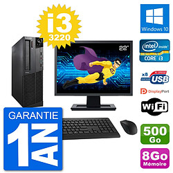 PC Lenovo M92p SFF Ecran 22" Intel i3-3220 RAM 8Go Disque 500Go Windows 10 Wifi - Occasion