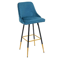 Avis Mendler 2x tabouret de bar HWC-E70, chaise de bar/comptoir, design rétro, velours, haubans/pieds dorés ~ pétrole