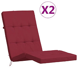 vidaXL Coussins de chaise longue lot de 2 rouge bordeaux tissu oxford