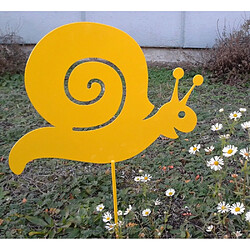 Beaujardin Escargot en acier colé sur pic jaune.