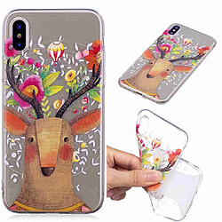 Wewoo Coque Fashion Etui de protection en TPU peint pour Galaxy S10 Cerf des fleurs