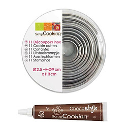 Scrapcooking 11 emporte-pièces ronds en inox + 1 Stylo chocolat