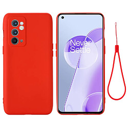 Coque en silicone anti-scratch, avec sangle, rouge pour votre OnePlus 9RT 5G