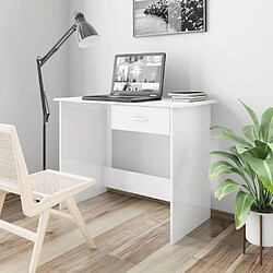 Maison Chic Bureau,Table de travail,bureau de travail pour chambre Blanc brillant 100 x 50 x 76 cm Aggloméré -GKD65873