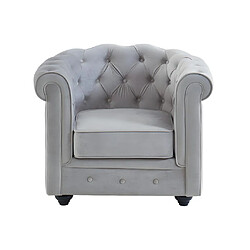 Avis Vente-Unique Lot de 2 Fauteuils CHESTERFIELD - Velours gris clair