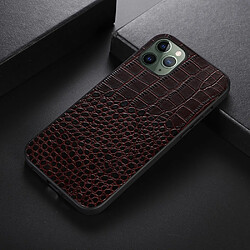 Coque en cuir véritable texture crocodile café pour votre iPhone 11 Pro 5.8 pouces