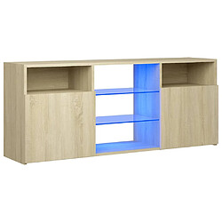 vidaXL Meuble TV avec lumières LED chêne sonoma 120x30x50 cm