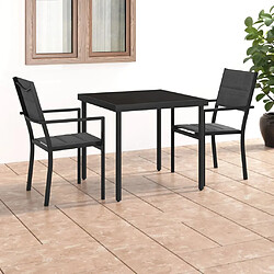 Maison Chic Salon de jardin de salle à manger 3 pcs,Table et Chaises d'extérieur,Mobilier de jardin Acier -MN23110