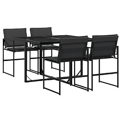 vidaXL Ensemble à manger de jardin avec coussins 5 pcs noir textilène