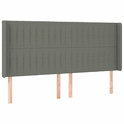 Avis Maison Chic Tête de lit scandinave à LED,meuble de chambre Gris foncé 203x16x118/128 cm Tissu -MN60398