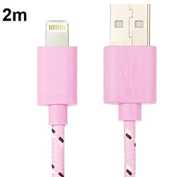 Wewoo Câble rose pour iPhone 6 et 6 Plus, 6s 6s Plus, 5 5S 5C de charge de transfert de données USB en nylon de style 2m,