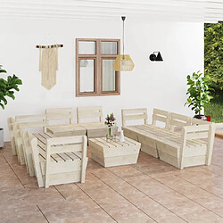 Maison Chic Salon de jardin palette 9 pcs - Table et chaises d'extérieur - Mobilier/Meubles de jardin Moderne Bois d'épicéa imprégné -MN91617