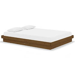 vidaXL Cadre de lit sans matelas marron miel bois massif