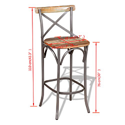 vidaXL Tabouret de bar Bois de récupération massif pas cher