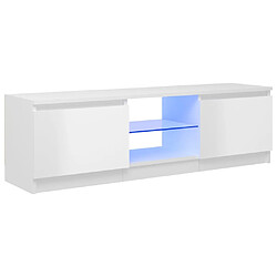 Maison Chic Meubles TV avec lumières LED - Banc TV pour salon blanc brillant 120x30x35,5 cm -MN95225