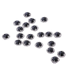 20pcs coudre le verre strass cristal perles Flatback couture 12mm noir pas cher