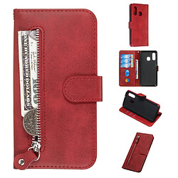 Etui en PU poche à fermeture éclair rouge pour votre Samsung Galaxy A40