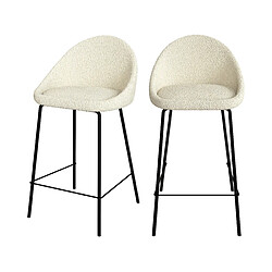 Rendez Vous Deco Chaise de bar mi-hauteur Misty effet laine bouclette blanche 65 cm (lot de 2)