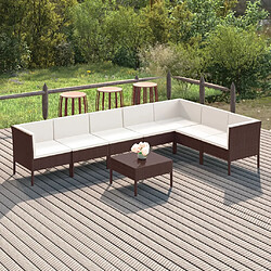 vidaXL Salon de jardin 8 pcs avec coussins résine tressée marron