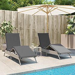 vidaXL Chaises longues avec coussins lot de 2 gris résine tressée 