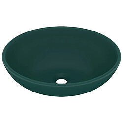 vidaXL Lavabo ovale de luxe Vert foncé mat 40x33 cm Céramique