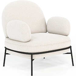 ICONIK INTERIOR Fauteuil de Designer - Revêtu de Tissu Bouclé - Alia Blanc