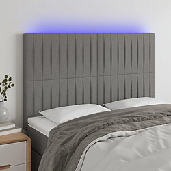 vidaXL Tête de lit à LED Gris foncé 144x5x118/128 cm Tissu